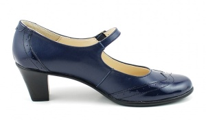 Pantofi dama eleganti din piele naturala cu toc mic - Model bleumarin P104BLU - Img 3