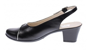 Pantofi dama eleganti, piele naturala cu toc de 6cm - Model Negru, Alb, PS35LA - Img 3
