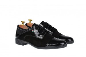 Pantofi dama negri casual din piele naturala lac+velur ROV650LACVELN - Img 2