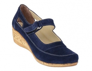 Pantofi dama piele intoarsa cu platforma - Model casual Bleumarin P9154VELBL