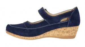 Pantofi dama piele intoarsa cu platforma - Model casual Bleumarin P9154VELBL - Img 3