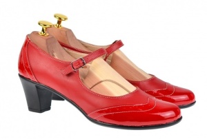 Pantofi dama rosii, eleganti, din piele naturala, cu toc de 5 cm, P104RR - Img 2