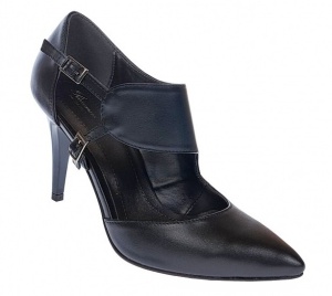 Pantofi dama stiletto decupati din piele naturala toc 8cm Negru Roxanne - Img 5