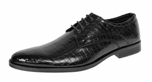 Pantofi eleganti barbati din piele naturala croco lac - Model 818 Negru - Img 3