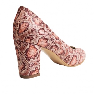 Pantofi eleganti dama, bej, imprimeu sarpe, din piele naturala box, toc 6 cm - NA87SARPE - Img 2