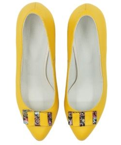 Pantofi eleganti dama, galbeni, din piele naturala box, toc 6 cm - NA41G - Img 3