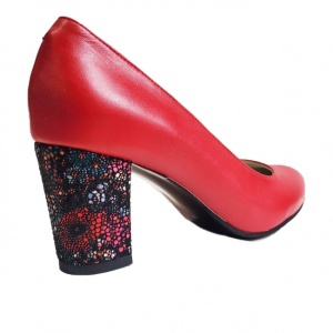 Pantofi eleganti dama, rosii, din piele naturala box, toc 6 cm - NA87ROSU - Img 4