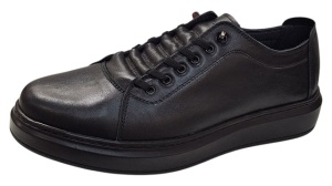 Pantofi sport-casual barbati din piele naturala culoare neagra DeSuceava RSY01N - Img 9