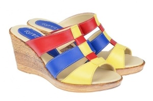 Papuci dama din piele naturala cu platforme de 7cm - RO214GBR - Img 4