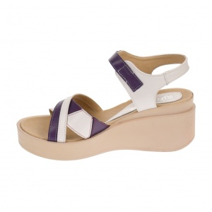 Sandale dama, casual, alb si mov ,din piele naturala, cu platforma de 7 cm - S103AMOV2 - Img 3