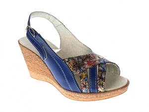 Sandale dama de vara cu platforme de 7 cm, din piele naturala, albastru, BOX, S50BLBOX