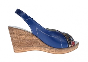 Sandale dama de vara cu platforme de 7 cm, din piele naturala, albastru, BOX, S50BLBOX - Img 2