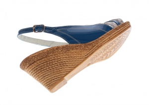 Sandale dama de vara cu platforme de 7 cm, din piele naturala lacuita, bleumarin, S50LACBLM - Img 4