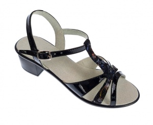 Sandale dama de vara cu toc de 5 cm, din piele naturala lacuita, neagra, S21LACNEGRU - Img 3