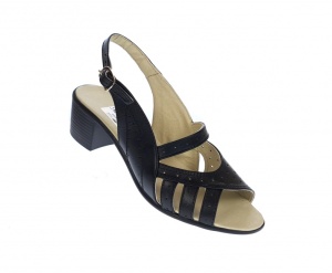 Sandale dama de vara cu toc de 5 cm, din piele naturala, neagra, S26NBOX - Img 8