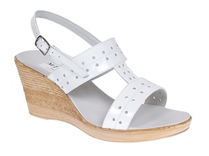 Sandale dama din piele naturala Alb lac cu platforme de 7 cm S46LA2