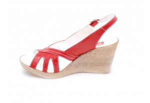 Sandale dama, din piele naturala cu platforma de 8 cm, culoare rosu - S88ROSU - Img 2