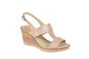 Sandale dama din piele naturala cu platforma de 8 cm S300LACBEJ - Img 5