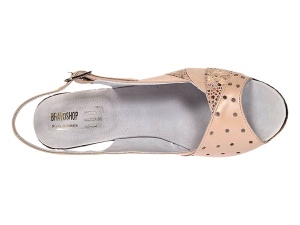 Sandale dama din piele naturala cu platforme de 10cm Bej Gold BVS47XB - Img 2