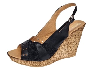 Sandale dama din piele naturala cu platforme de 10cm Negru Floral BVS47XN - Img 5