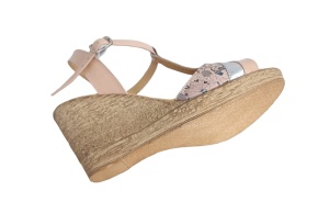 Sandale dama din piele naturala, cu platforme de 7 cm, Bej, MVS71BEJLCOL - Img 2
