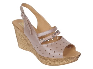 Sandale dama din piele naturala cu platforme de 8.5 cm Nude Floral BVS46XFN - Img 6