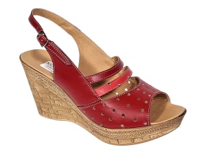 Sandale dama din piele naturala cu platforme de 8.5 cm Rosu BVS46XR - Img 2