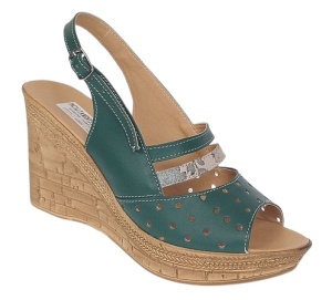 Sandale dama din piele naturala cu platforme de 8.5 cm Verde Color BVS46XV