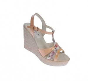 Sandale dama, din piele naturala, Nud - Lac, Color cu platforme de 11 cm, S46NLCOLOR