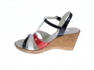 Sandale dama, din piele naturala, Platforme 7cm, Rosu, Alb, Negru, LAC, S47RAN2 - Img 4