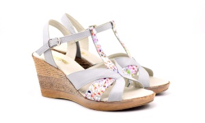 Sandale dama gri cu color din piele naturala - NA119GRI