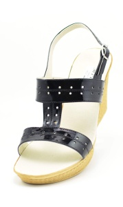 Sandale dama negre din piele naturala, cu platforme de 7 cm S46N2LAC - Img 4