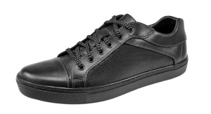 Sneakers barbati casual din piele naturala - Model Negru 1021 - Img 2