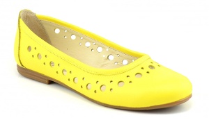 Balerini dama casual din piele naturala Eveline Galben - Marimea 40