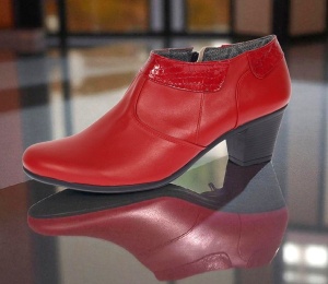 Botine dama din piele naturala cu fermoar Rosu MV4R - Img 3