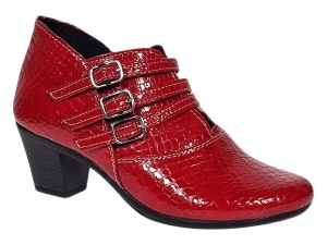 Botine dama rosii din piele naturala Croco cu toc de 6 cm BVS63CRR - Img 10