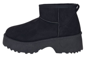 Cizme dama scurte din piele ecologica tip velur imblanite Urban Next Step A89BLACK - Img 3