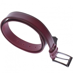Curea barbati, casual-eleganta, din piele naturala, cusatura, visiniu, latime 3.4 cm - LS102V - Img 3