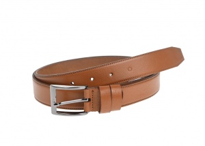 Curea barbati eleganta, cusuta, din piele naturala maro 3cm CLK100Mala CLK100M - Img 3