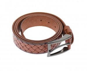 Curea barbati eleganta, design cu impletitura, din piele ecologica, Maro 3.5 cm - DR1540MP - Img 2