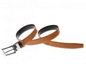 Curea barbati eleganta, din piele naturala,ecologica maro deschis 3.5 cm - DR1220NMD - Img 3