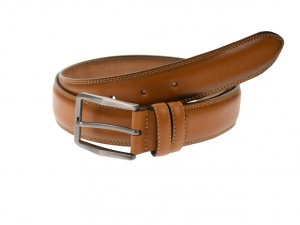 Curea barbati eleganta, din piele naturala, maro deschis 3.5 cm - DR002MD - Img 1