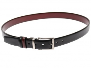 Curea barbati eleganta, din piele naturala neagra si visinie 3.5 cm - DR1210NVIS - Img 3