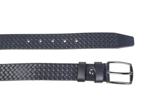 Curea barbati eleganta, mata, bleumarin , din piele naturala cu model 3.5 cm ALP1034BLM - Img 3