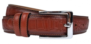 Curea barbati, eleganta, pentru costum, din piele naturala, Maro, 3.4cm - CK69M