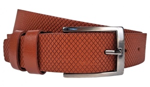 Curea barbati, eleganta, pentru costum, din piele naturala Maro Coniac, 3.5cm - CK53M - Img 2