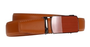 Curea barbati eleganta pentru costum piele naturala, Portocaliu, 3.5cm TK12PRT - Img 4