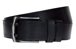 Curea barbati pentru jeans din piele naturala, catarama metalica. cu doua ace, latime 4.5 cm, negru - Img 4