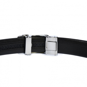 Curea din piele pentru barbati, catarama metalica fara ac, latime 3.5 cm, lungime reglabila, negru - LS207NSS - Img 2
