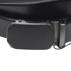 Curea din piele pentru barbati, catarama metalica fara ac, latime 3.5 cm, lungime reglabila, negru - LS236NNN - Img 2